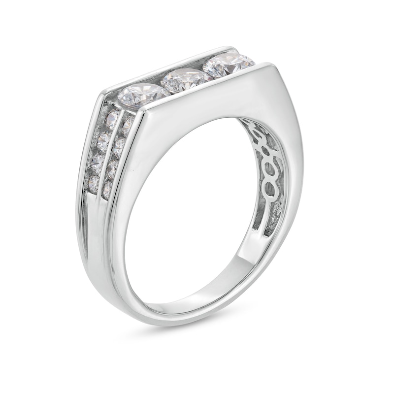 Main Image 3 of Men's 2 CT. T.W. Certified Lab-Grown Diamond Angled Band in 14K White Gold (F/SI2)