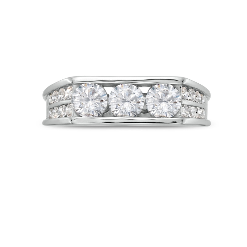 Main Image 4 of Men's 2 CT. T.W. Certified Lab-Grown Diamond Angled Band in 14K White Gold (F/SI2)
