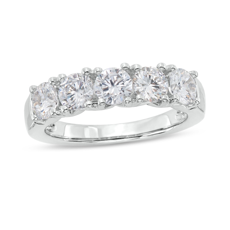 Main Image 1 of 2 CT. T.W. Five Stone Certified Lab-Grown Diamond Anniversary Band in 14K White Gold (F/SI2)