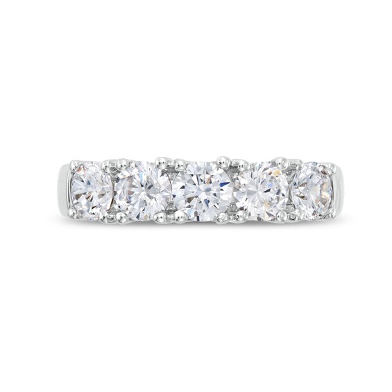 2 CT. T.w. Five Stone Certified Lab-Grown Diamond Anniversary Band in 14K White Gold (F/Si2)