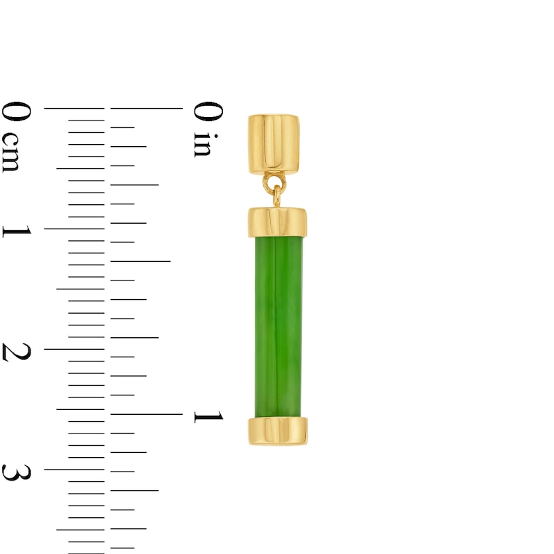 Main Image 3 of Jade Cylinder Bar Drop Earrings in 10K Gold