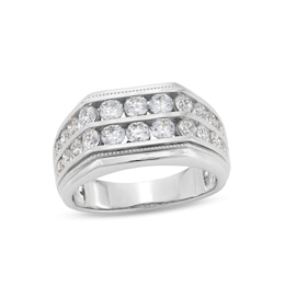 2 CT. T.W. Certified Lab-Grown Diamond Double Row Angled Band in 14K White Gold (F/SI2)