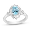 Thumbnail Image 1 of Enchanted Disney Elsa Oval Sky Blue Topaz and 1/5 CT. T.W. Diamond Frame Ring in Sterling Silver