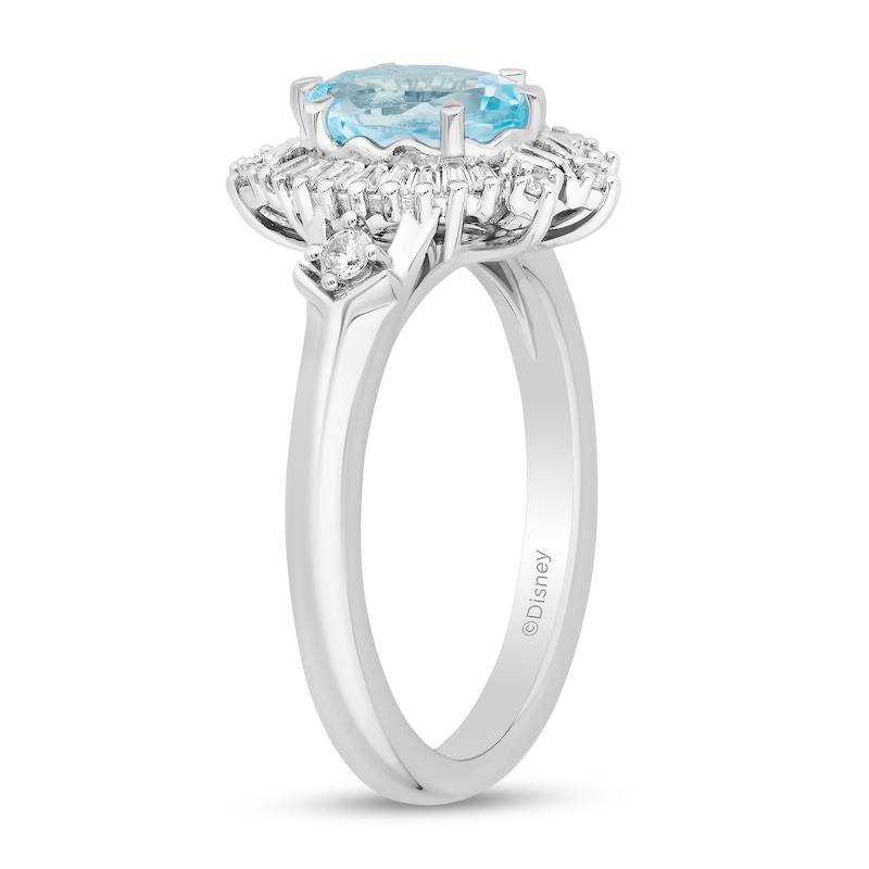Main Image 2 of Enchanted Disney Elsa Oval Sky Blue Topaz and 1/5 CT. T.W. Diamond Frame Ring in Sterling Silver