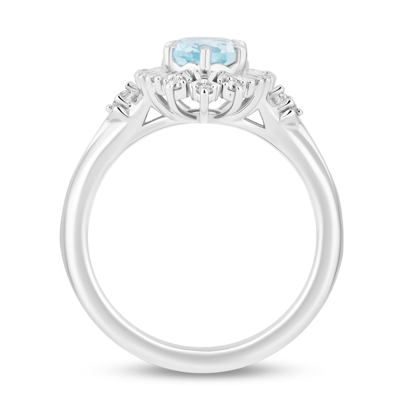Main Image 3 of Enchanted Disney Elsa Oval Sky Blue Topaz and 1/5 CT. T.W. Diamond Frame Ring in Sterling Silver