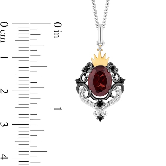 Enchanted Disney Villains Evil Queen Oval Garnet and 1/6 CT. T.w. Diamond Pendant in Sterling Silver and 10K Gold