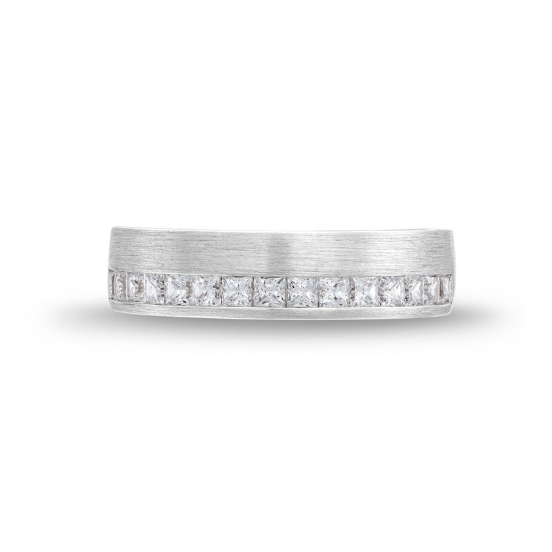 Main Image 4 of 1 CT. T.W. Princess-Cut Diamond Brushed Channel-Set Band in 10K White Gold