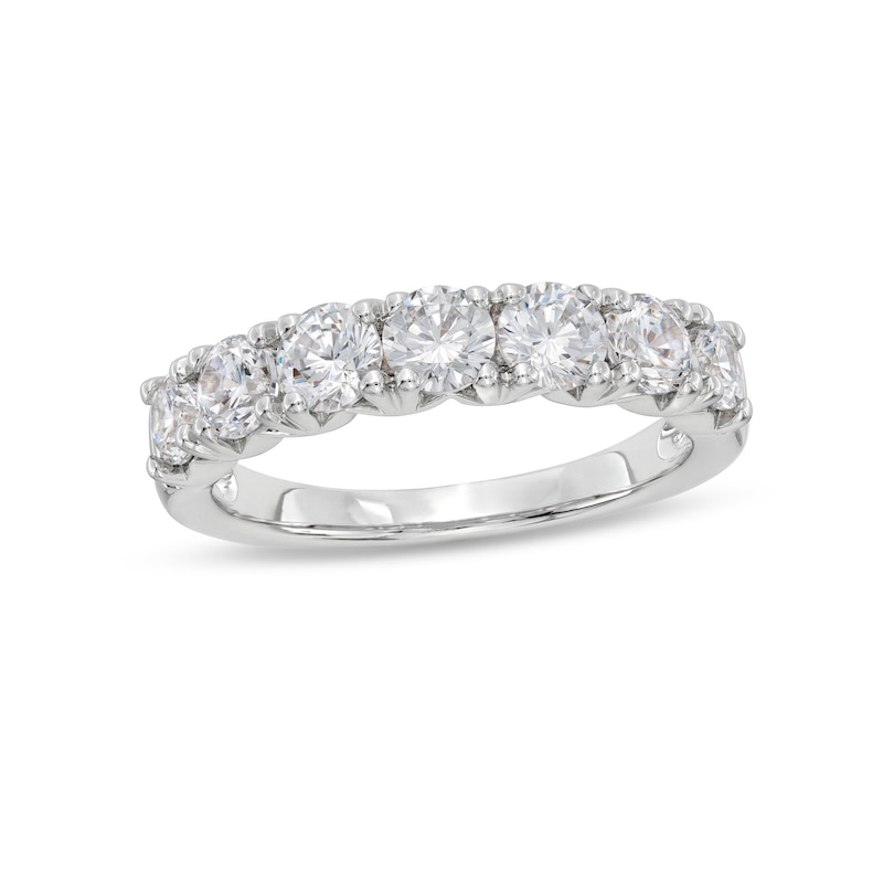 Main Image 1 of 1-1/2 CT. T.W. Seven Stone Certified Lab-Grown Diamond Anniversary Band in 14K White Gold (F/SI2)