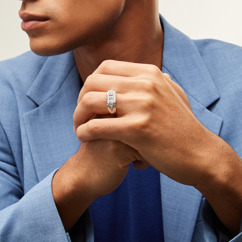 Main Image 2 of 1 CT. T.W. Certified Lab-Grown Diamond Angled Band in 14K White Gold (F/SI2)