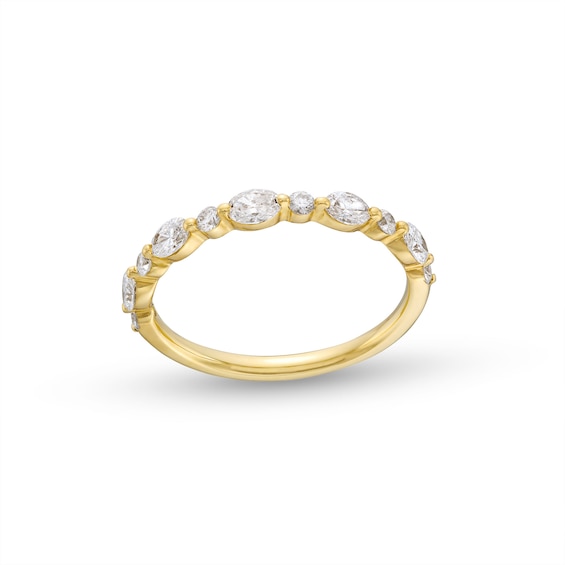 5/8 CT. T.w. Certified Oval and Round Diamond Alternating Anniversary Band in 14K Gold (I/Si2)