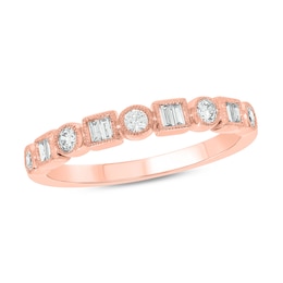 1/4 CT. T.W. Multi-Diamond Stack Ring in 10K Rose Gold