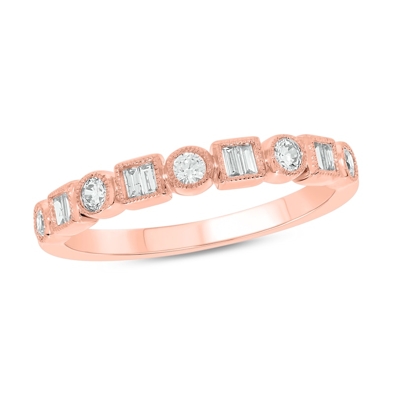 Main Image 1 of 1/4 CT. T.W. Multi-Diamond Stack Ring in 10K Rose Gold