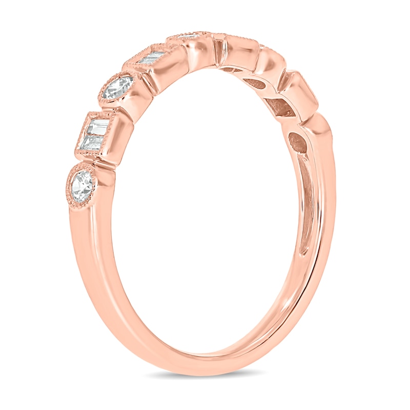 Main Image 3 of 1/4 CT. T.W. Multi-Diamond Stack Ring in 10K Rose Gold