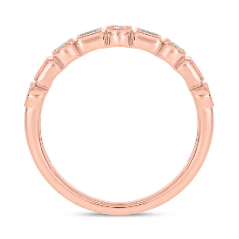 Main Image 4 of 1/4 CT. T.W. Multi-Diamond Stack Ring in 10K Rose Gold