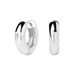PDPAOLA™ at Zales Kali Baguette-Cut Cubic Zirconia Tube Hoop Earrings in Sterling Silver