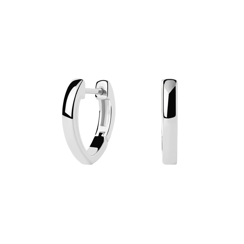 Main Image 1 of PDPAOLA™ at Zales 15.0mm Half Heart-Shaped Hoop Earrings in Sterling Silver
