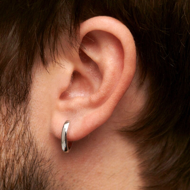 Main Image 2 of PDPAOLA™ at Zales 15.0mm Half Heart-Shaped Hoop Earrings in Sterling Silver