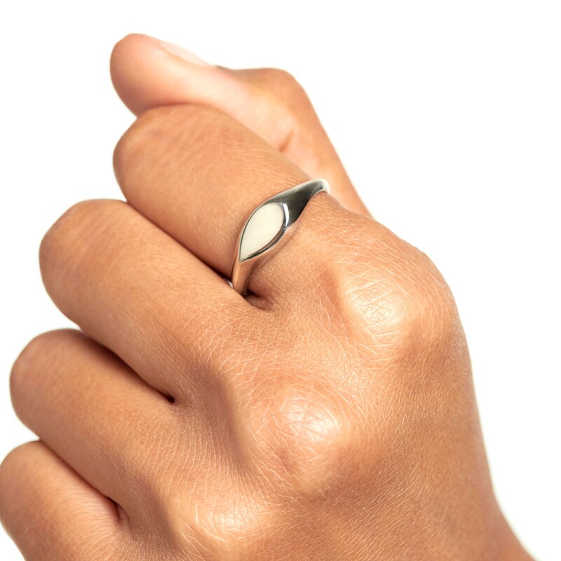 Main Image 2 of PDPAOLA™ at Zales Sideways Teardrop Signet Ring in Sterling Silver