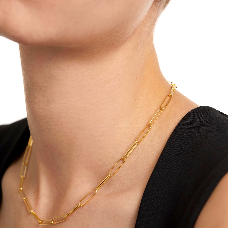 PDPAOLA™ at Zales 0.4mm Paper Clip Chain Necklace in Sterling Silver with 18K Gold Plate - 15.75"