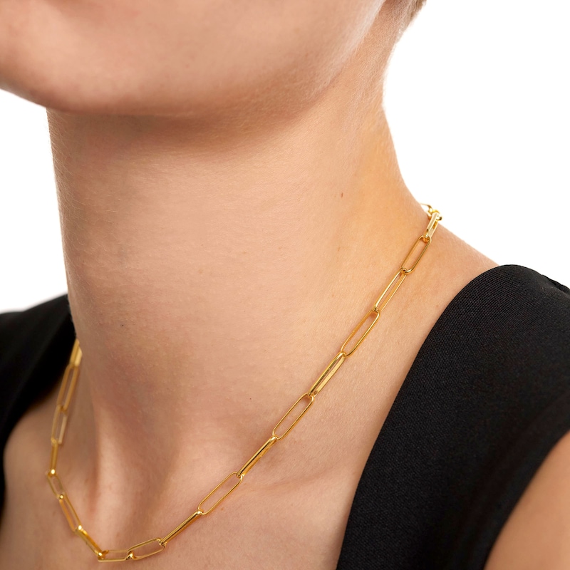 Main Image 2 of PDPAOLA™ at Zales 0.4mm Paper Clip Chain Necklace in Sterling Silver with 18K Gold Plate - 15.75"