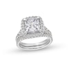 Thumbnail Image 1 of 5-1/4 CT. T.W. Certified Princess-Cut Lab-Grown Diamond Framed Split Shank Bridal Set in 14K White Gold (I/SI2)
