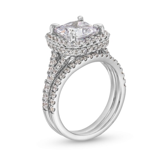5-1/4 CT. T.w. Certified Princess-Cut Lab-Grown Diamond Framed Split Shank Bridal Set in 14K White Gold (I/Si2)