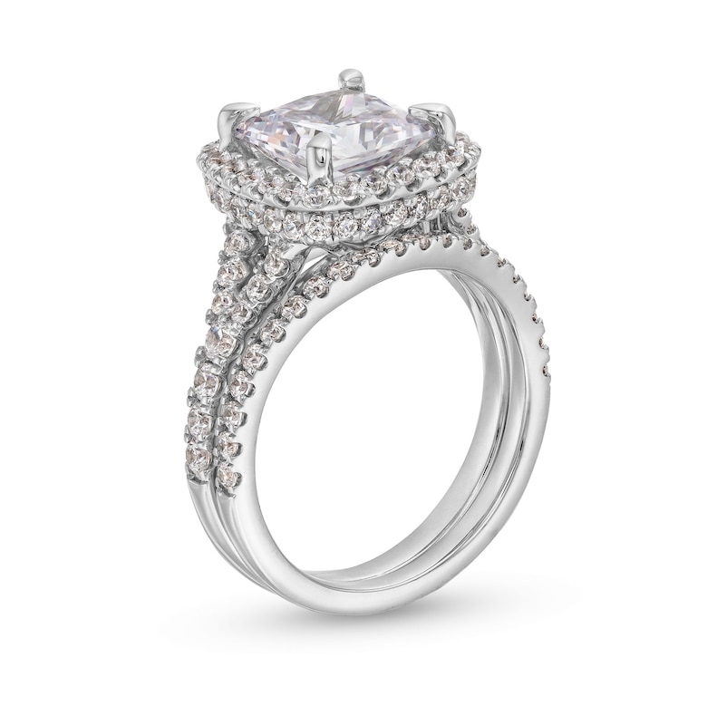 Main Image 3 of 5-1/4 CT. T.W. Certified Princess-Cut Lab-Grown Diamond Framed Split Shank Bridal Set in 14K White Gold (I/SI2)