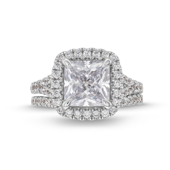 5-1/4 CT. T.w. Certified Princess-Cut Lab-Grown Diamond Framed Split Shank Bridal Set in 14K White Gold (I/Si2)