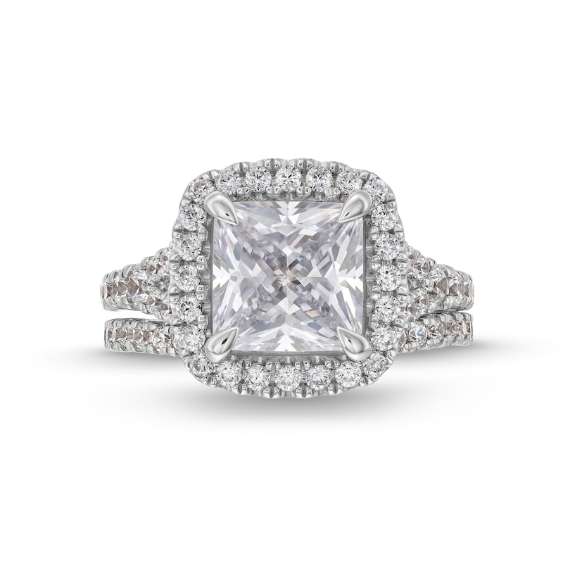 Main Image 4 of 5-1/4 CT. T.W. Certified Princess-Cut Lab-Grown Diamond Framed Split Shank Bridal Set in 14K White Gold (I/SI2)