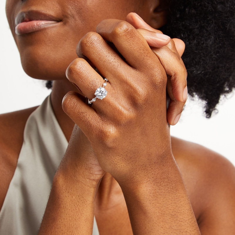 Main Image 2 of 2-1/4 CT. T.W. Certified Lab-Grown Diamond Station Engagement Ring in 14K White Gold (F/SI2)