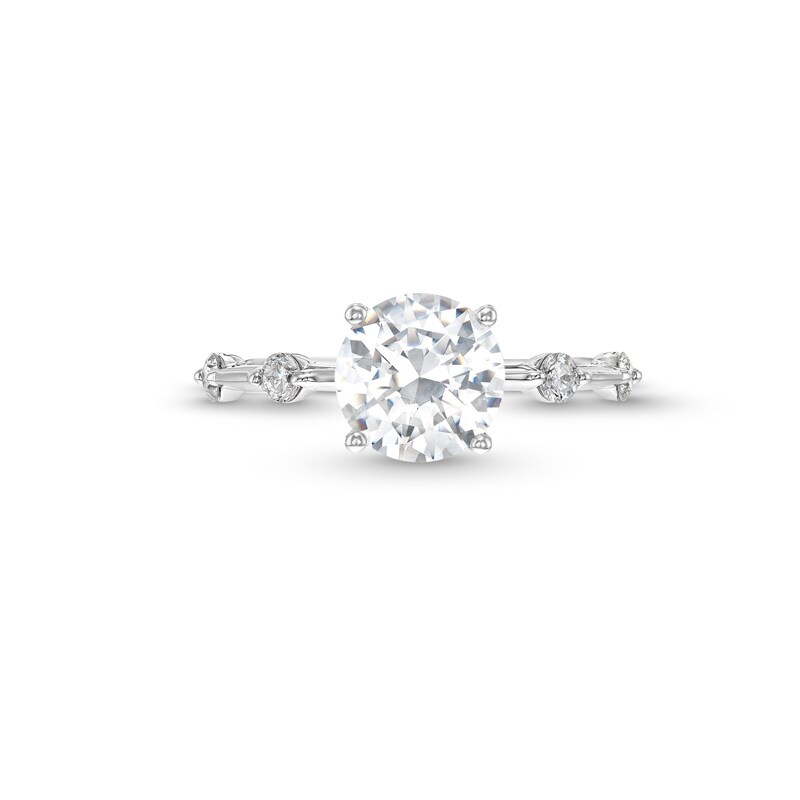 Main Image 4 of 2-1/4 CT. T.W. Certified Lab-Grown Diamond Station Engagement Ring in 14K White Gold (F/SI2)