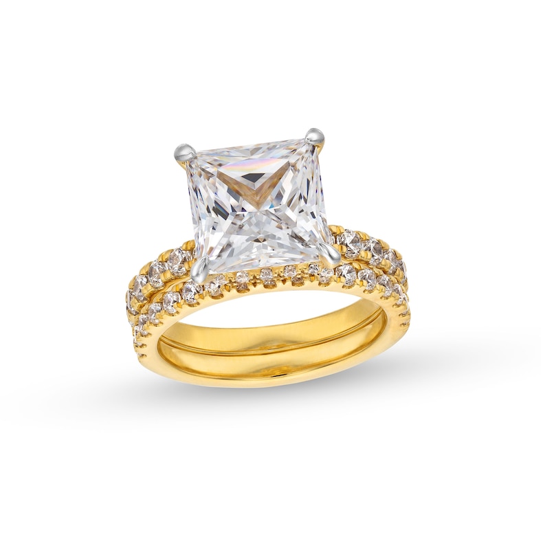 Main Image 1 of 5-1/4 CT. T.W. Certified Princess-Cut Lab-Grown Diamond Bridal Set in 14K Gold (I/SI2)