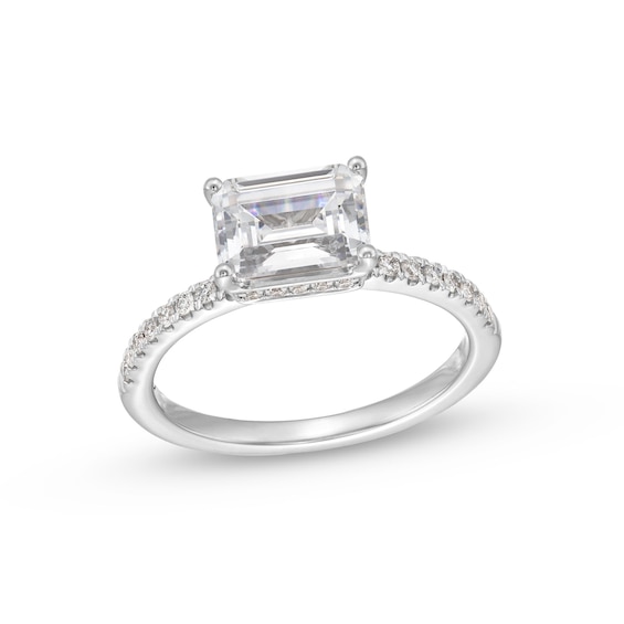 1-3/4 CT. T.w. Certified Emerald-Cut Lab-Grown Diamond East-West Engagement Ring in 14K White Gold (F/Si2)