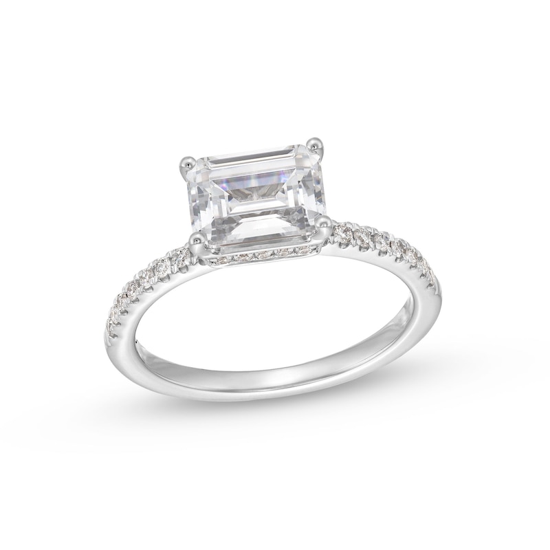 1-3/4 CT. T.W. Certified Emerald-Cut Lab-Created Diamond East-West Engagement Ring in 14K White Gold (F/SI2)