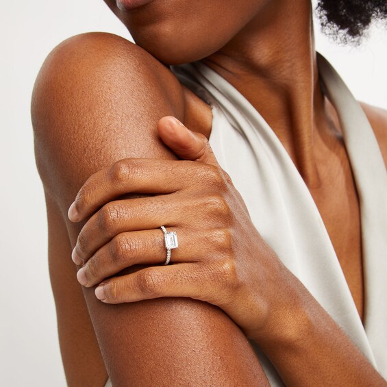 1-3/4 CT. T.w. Certified Emerald-Cut Lab-Grown Diamond East-West Engagement Ring in 14K White Gold (F/Si2)