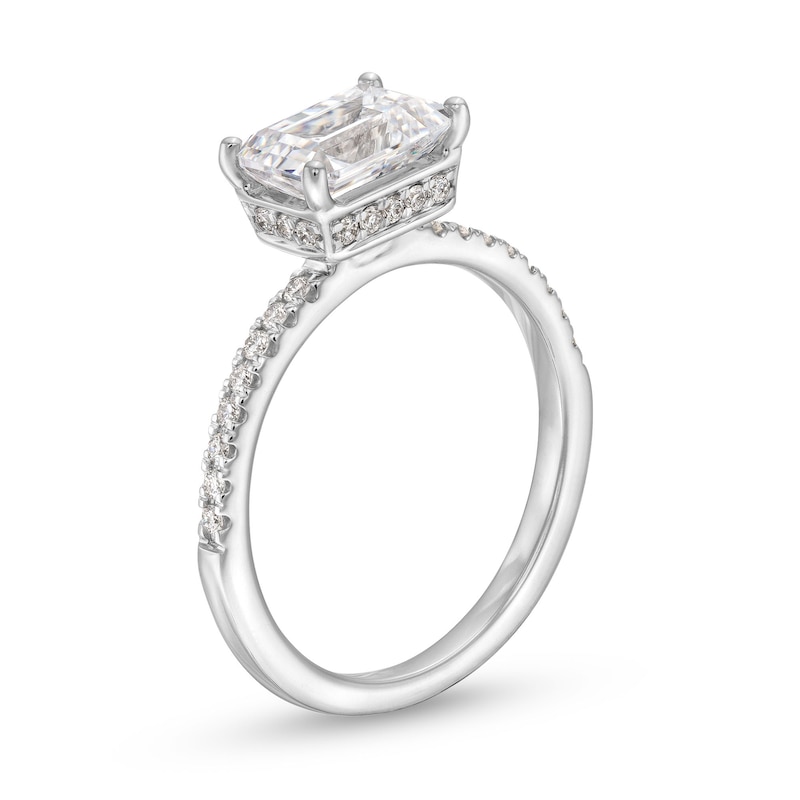 1-3/4 CT. T.W. Certified Emerald-Cut Lab-Created Diamond East-West Engagement Ring in 14K White Gold (F/SI2)