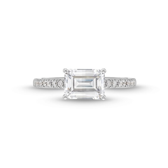 1-3/4 CT. T.w. Certified Emerald-Cut Lab-Grown Diamond East-West Engagement Ring in 14K White Gold (F/Si2)