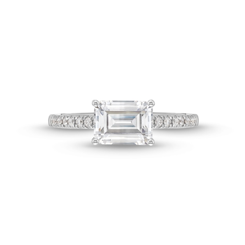 1-3/4 CT. T.W. Certified Emerald-Cut Lab-Created Diamond East-West Engagement Ring in 14K White Gold (F/SI2)