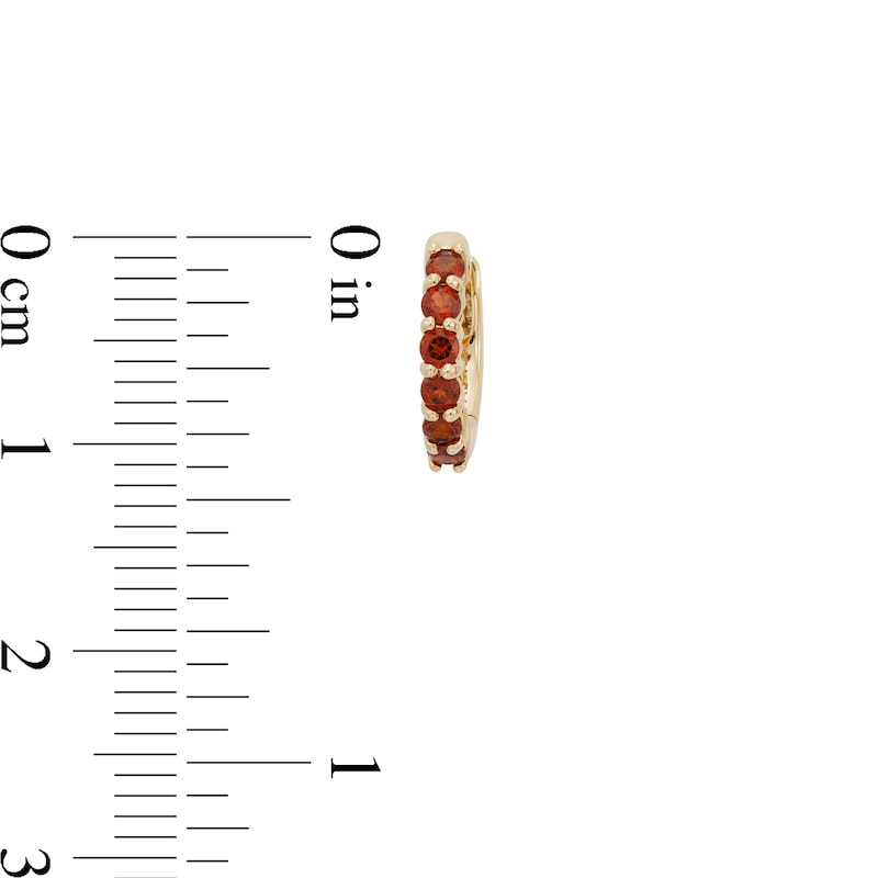 Main Image 3 of Garnet Huggie Hoop Earrings in 10K Gold