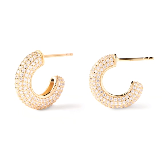 PDPAOLAâ¢ at Zales Cubic Zirconia Multi-Row Open Hoop Earrings in Sterling Silver with 18K Gold Plate