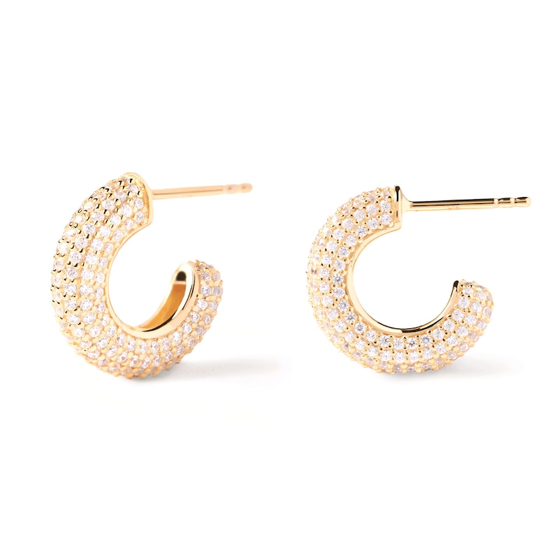 PDPAOLA™ at Zales Cubic Zirconia Multi-Row Open Hoop Earrings in Sterling Silver with 18K Gold Plate