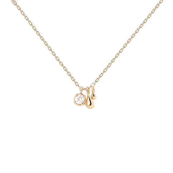 PDPAOLAâ¢ at Zales Cubic Zirconia and Teardrop Charm Necklace in Sterling Silver with 18K Gold Plate - 19.5"