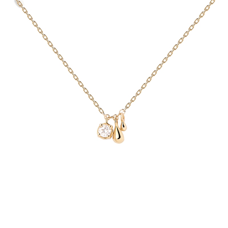 PDPAOLA™ at Zales Cubic Zirconia and Teardrop Charm Necklace in Sterling Silver with 18K Gold Plate - 19.5"