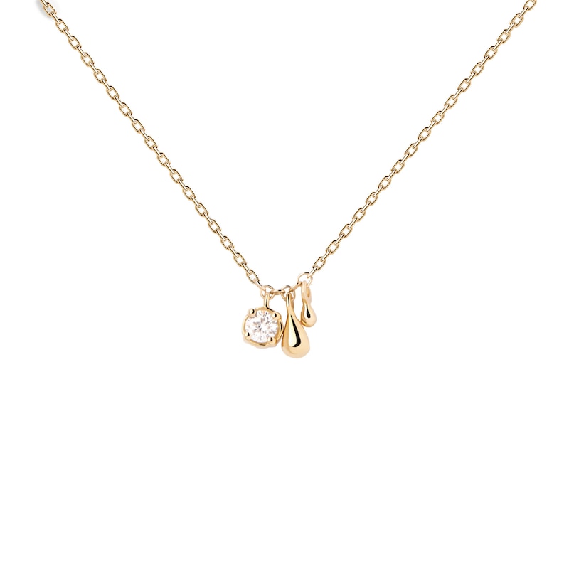 Main Image 1 of PDPAOLA™ at Zales Cubic Zirconia and Teardrop Charm Necklace in Sterling Silver with 18K Gold Plate - 19.5"