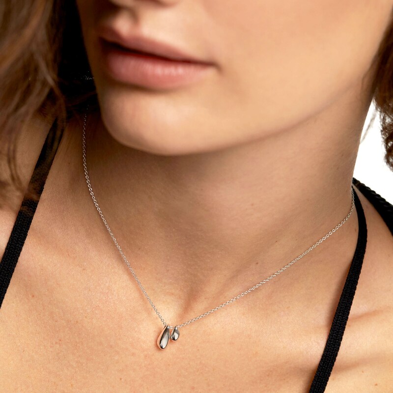 Main Image 2 of PDPAOLA™ at Zales Double Teardrop Necklace in Sterling Silver - 19.5&quot;