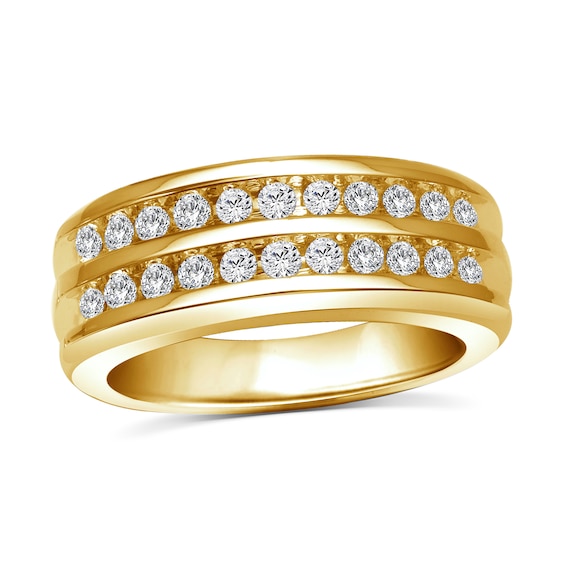 1/2 CT. T.w. Diamond Two-Row Band in 10K Gold