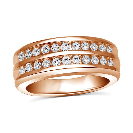 1/2 CT. T.w. Diamond Two-Row Band in 10K Rose Gold