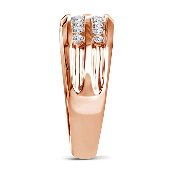 1/2 CT. T.w. Diamond Two-Row Band in 10K Rose Gold