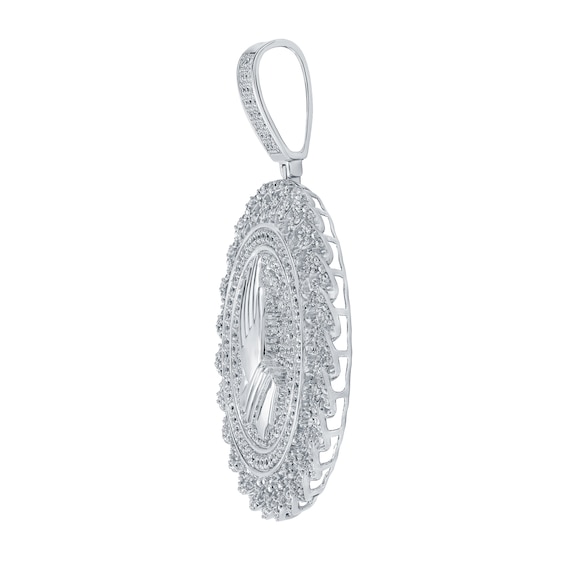 2-1/2 CT. T.w. Diamond Praying Hands Medallion Necklace Charm in 10K White Gold