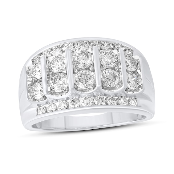 2 CT. T.w. Diamond Double Row Columns Ring in 10K White Gold
